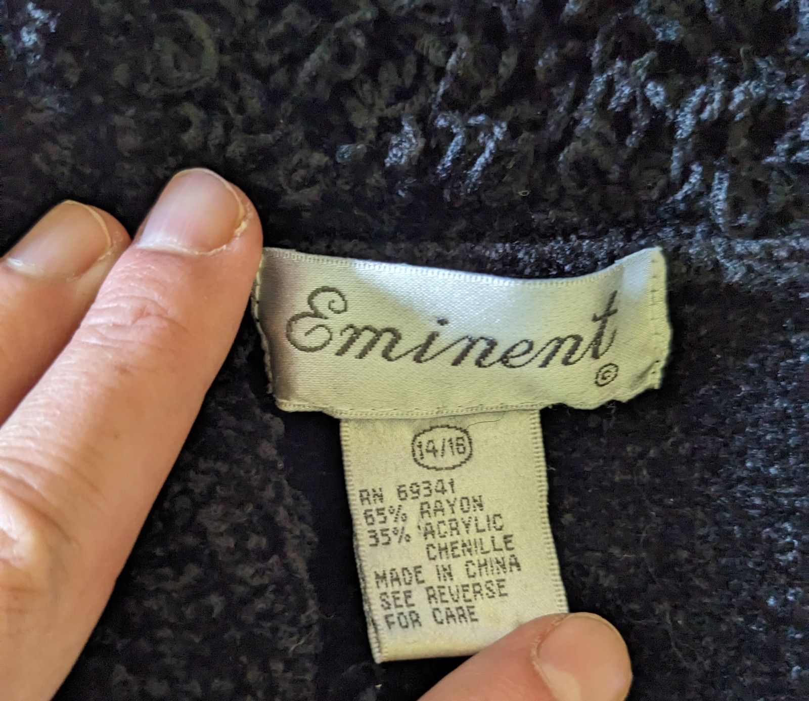 Vintage 1990s Eminent Chenille Cardigan Jacket Black White Geometric Zip Up