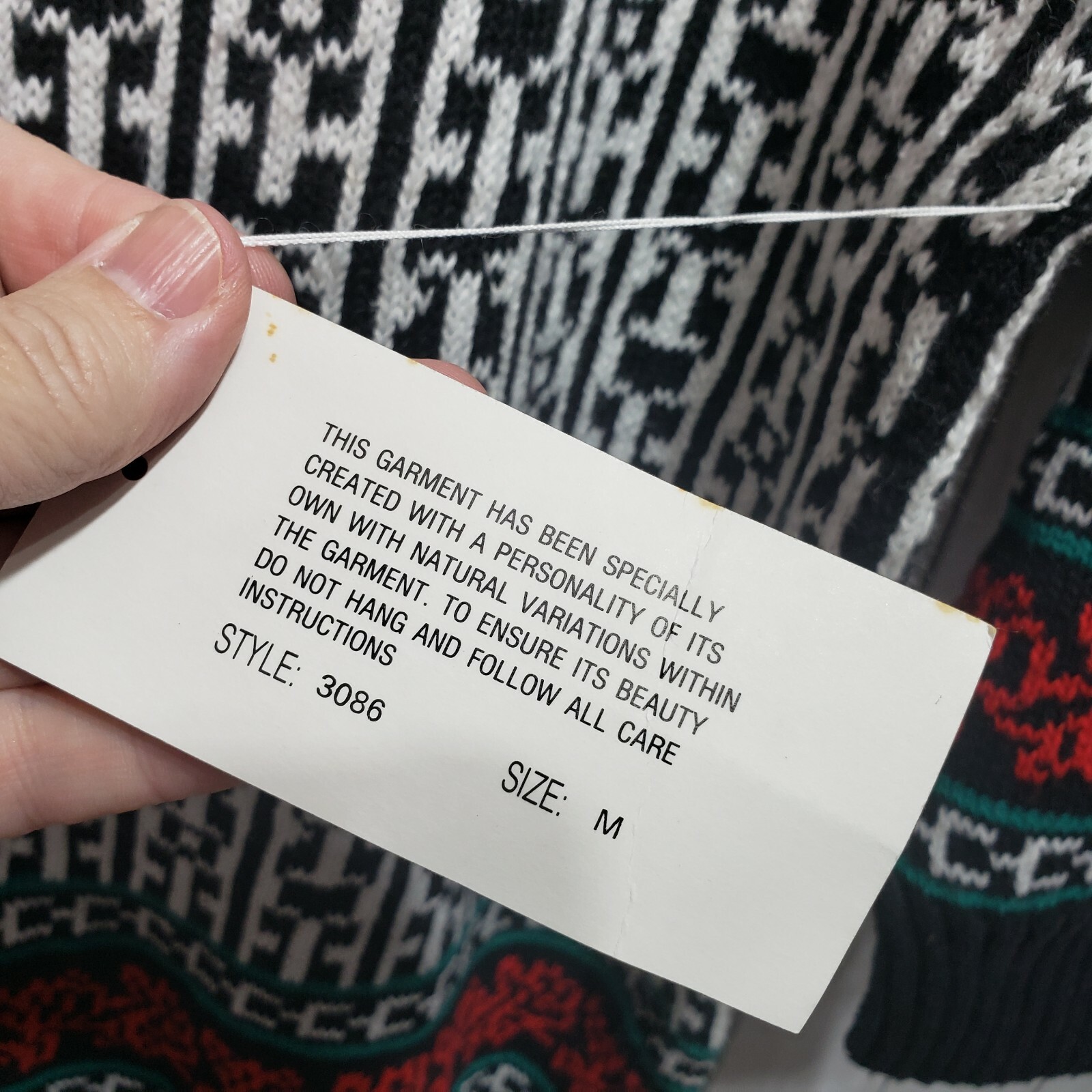 Vintage Deadstock NWT Knit Knit Black White Ramie Cotton Sweater Size Medium