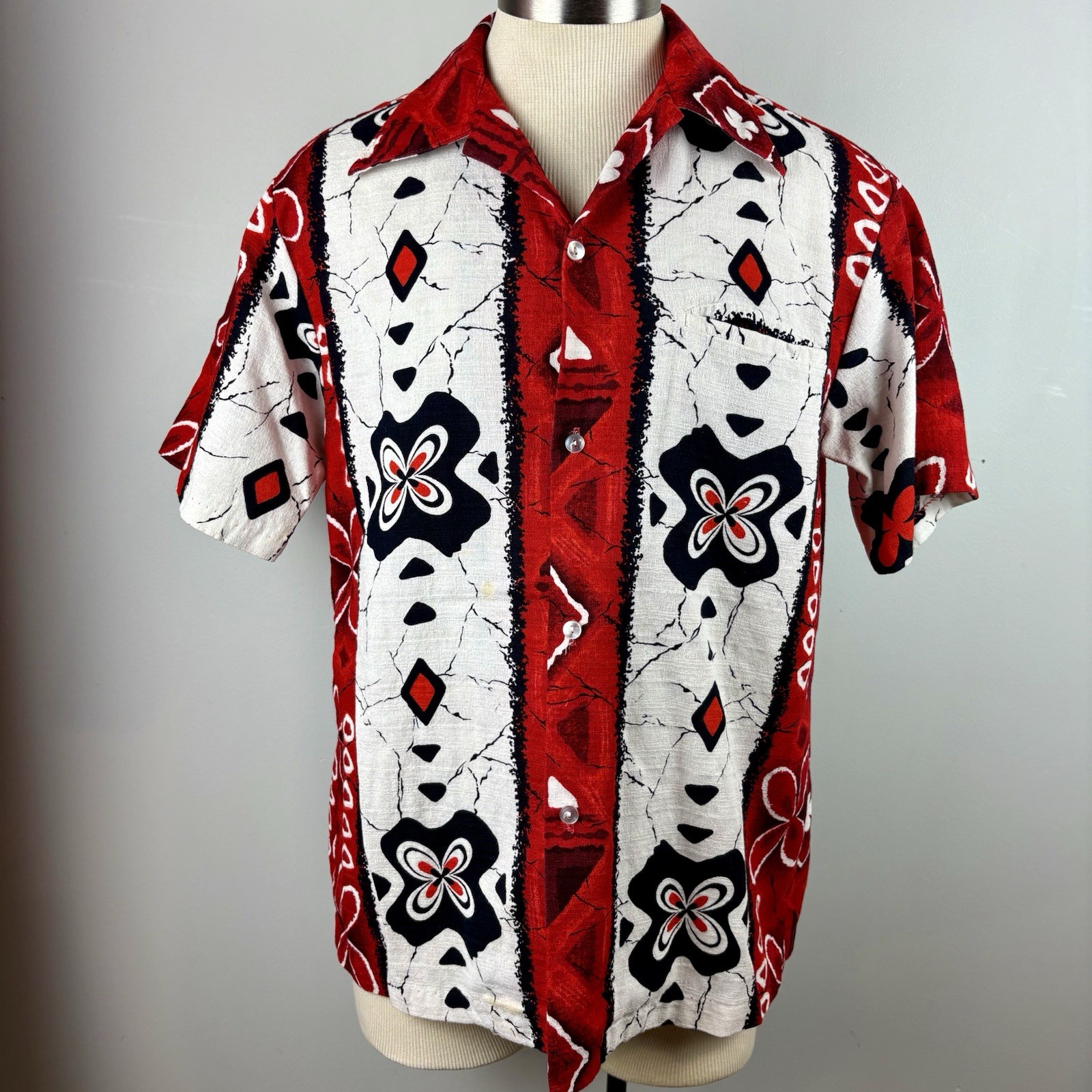VTG Waltah Clarke Hawaiian Barkcloth Shirt / Dress Honeymoon Wedding set MCM