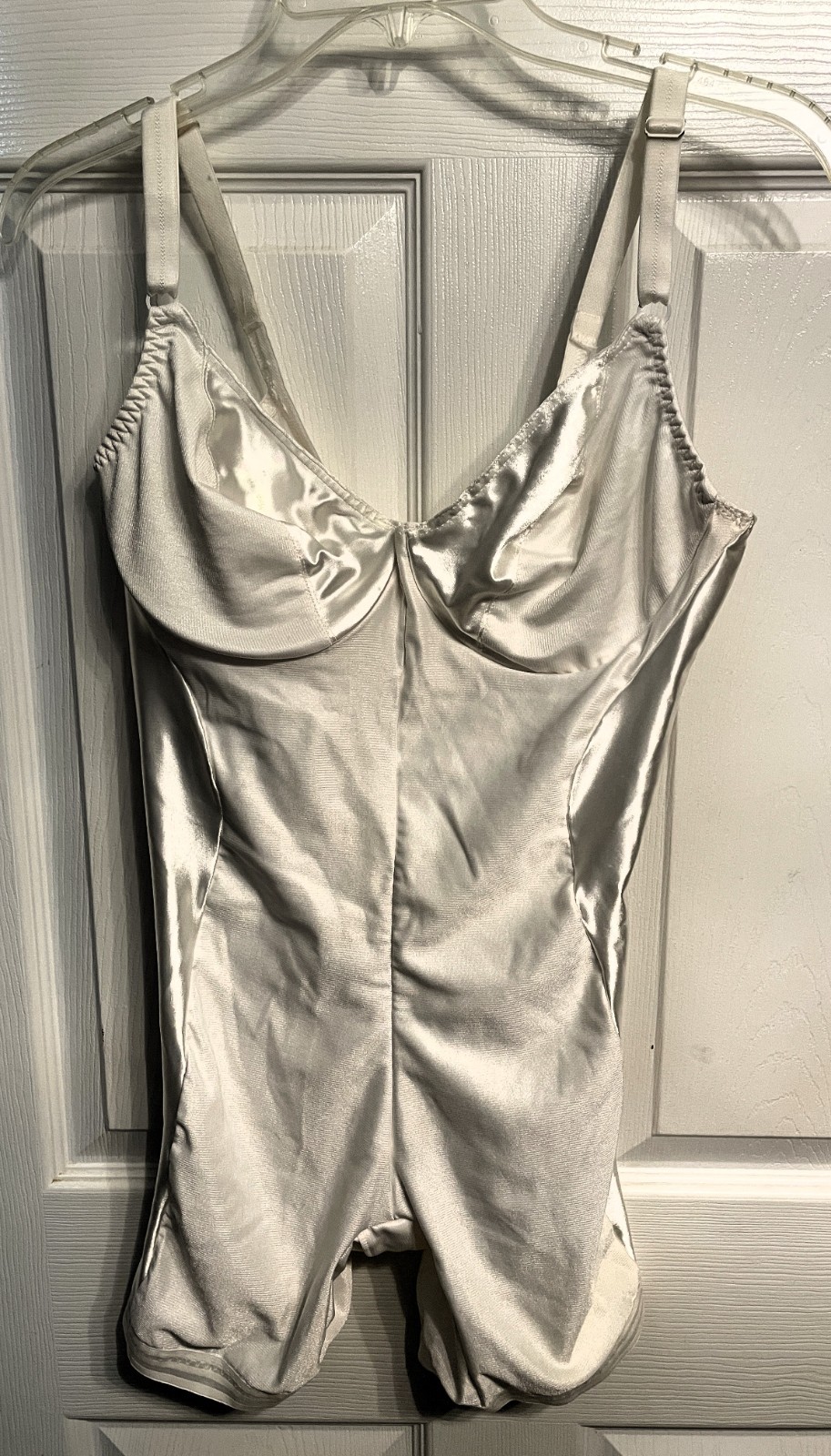 Vtg Body Reformer Smoothie Shapewear Bodysuit Corselette Girdle 38C White Shaper