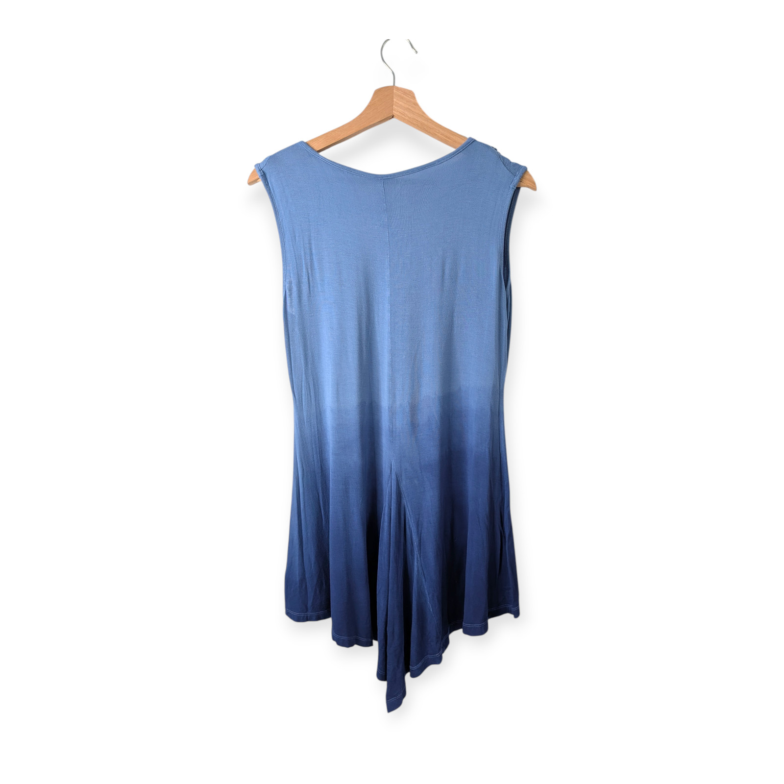 Style&co. Blue Ombre Beaded Crochet Rayon Tank Tunic Top Size M Asymmetric Hem