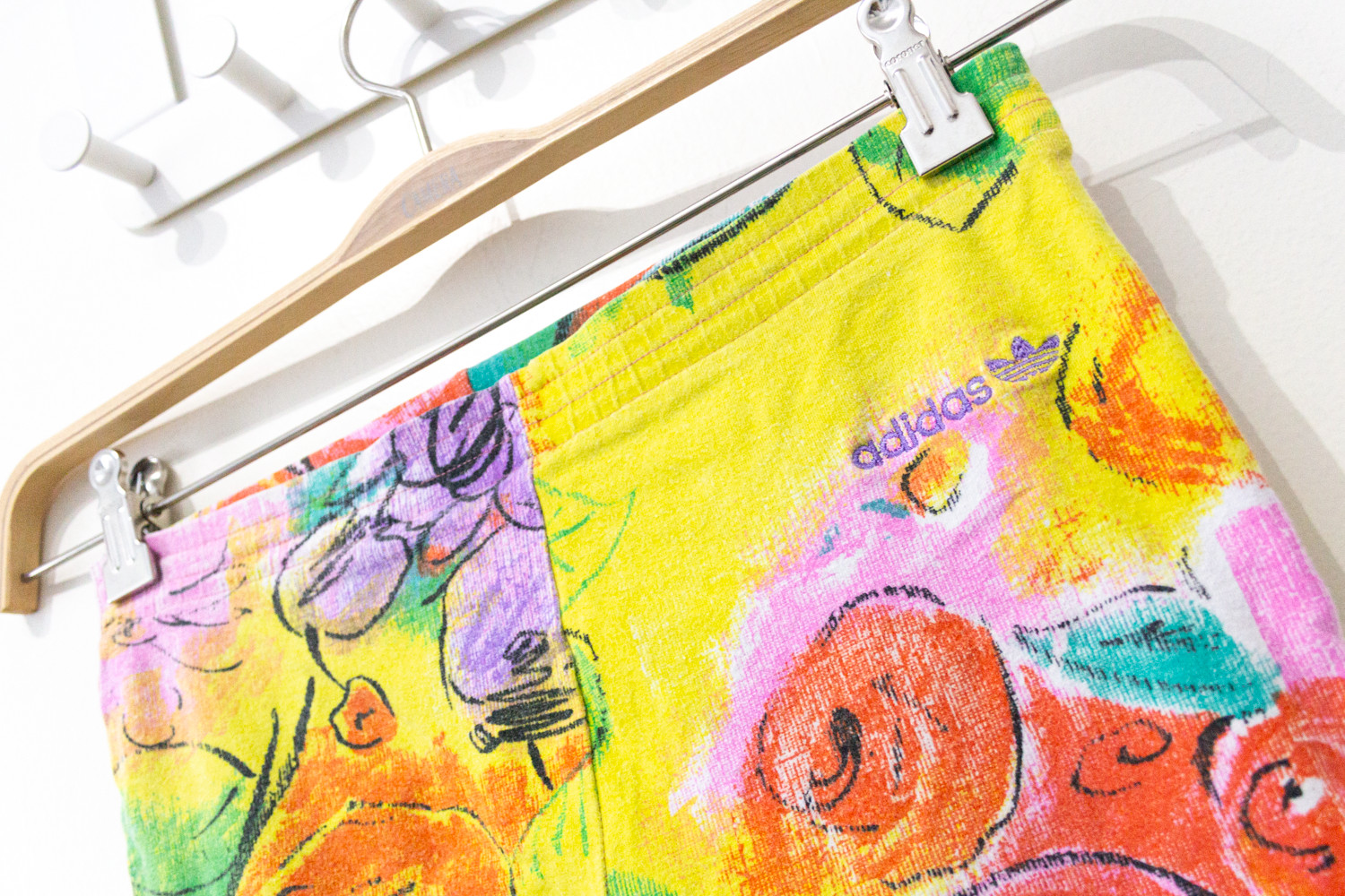 Vintage Adidas Originals 36 Cycling Shorts 90s Floral Yellow Floral Retro Adicolor