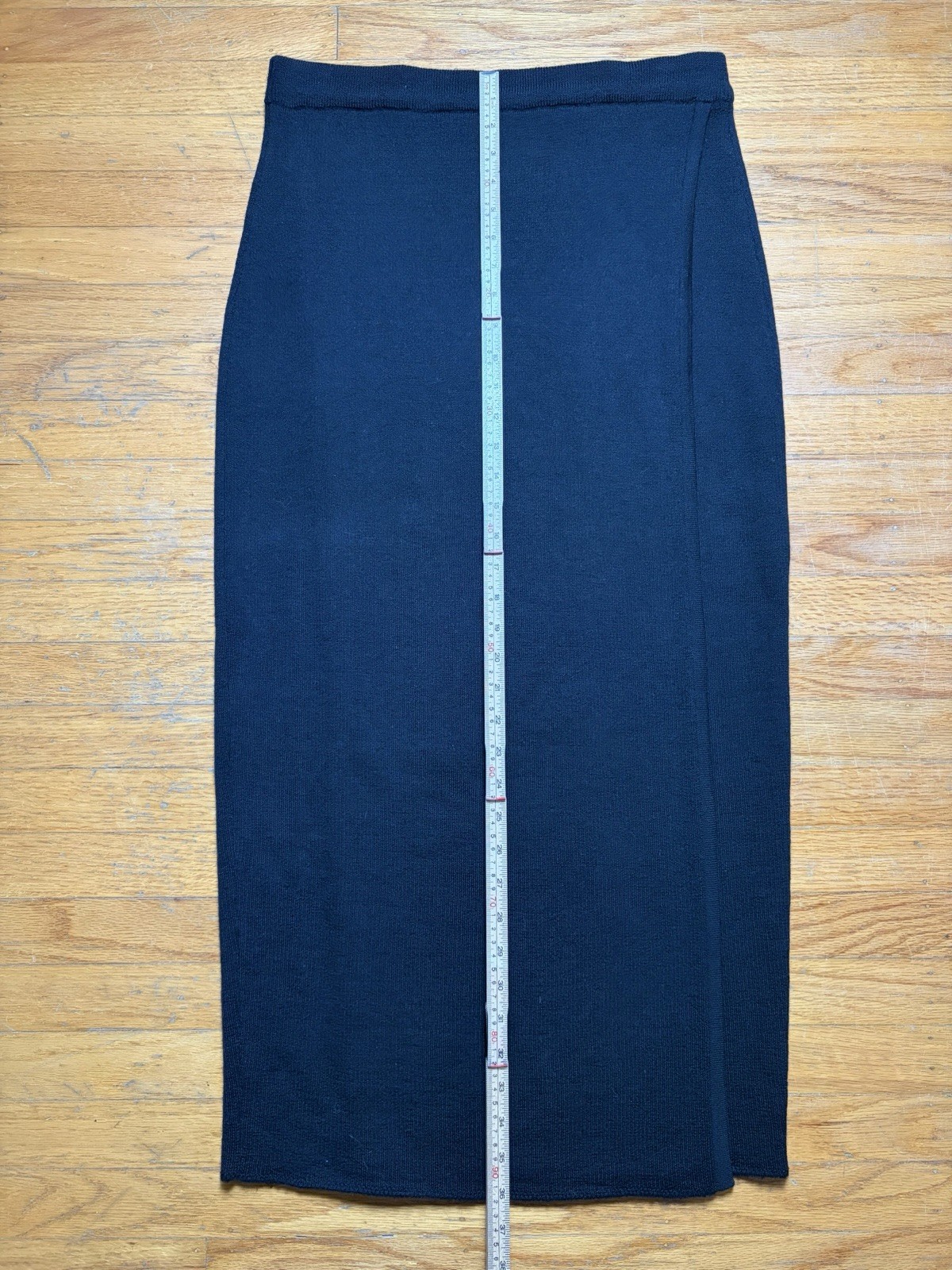 Vintage 80s Banana Republic 100% Merino Wool Maxi Skirt Sz L Black Knit