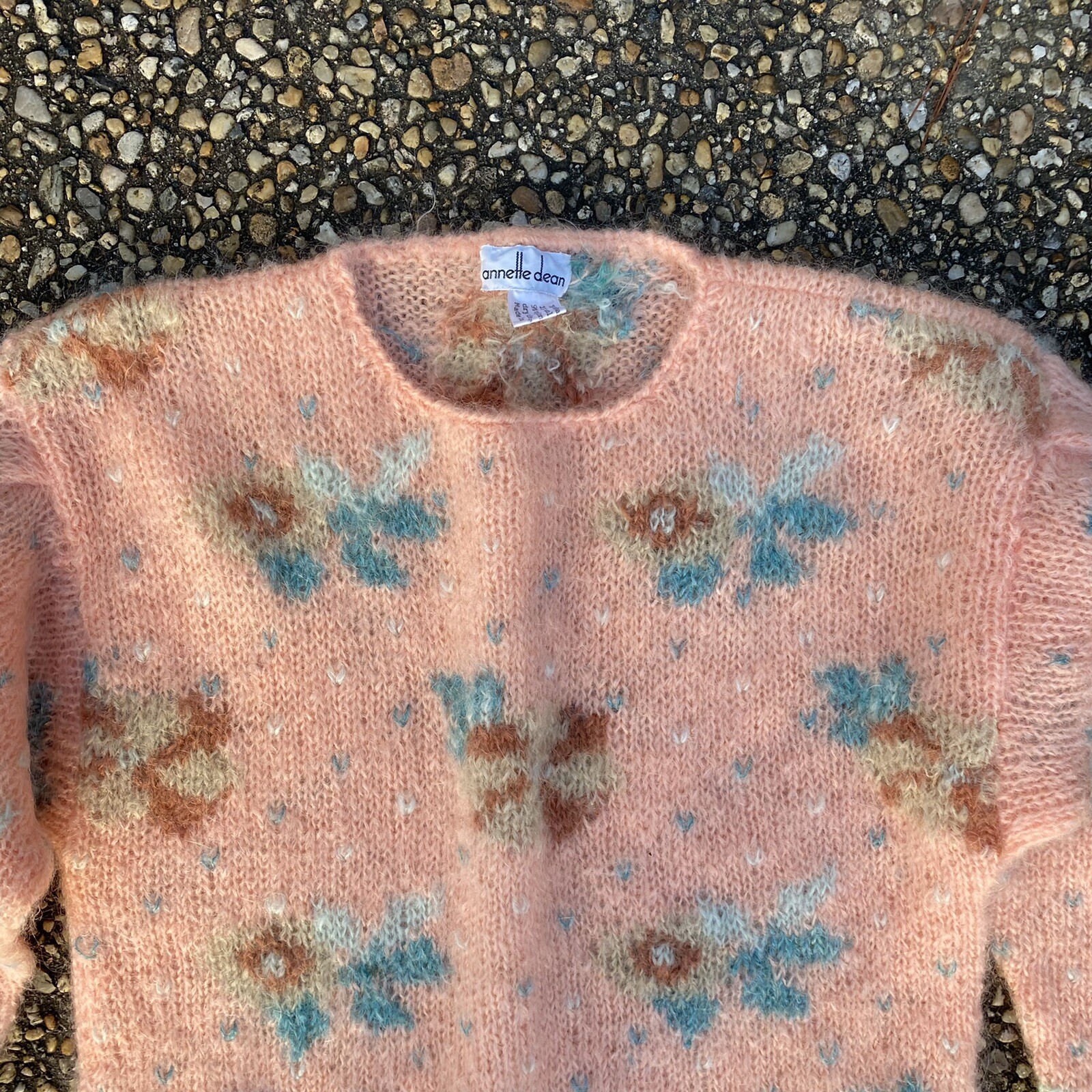 Vintage 1980s Peach Peachy Keen Fuzzy Soft Mohair Tunic Sweater M Hand Knit