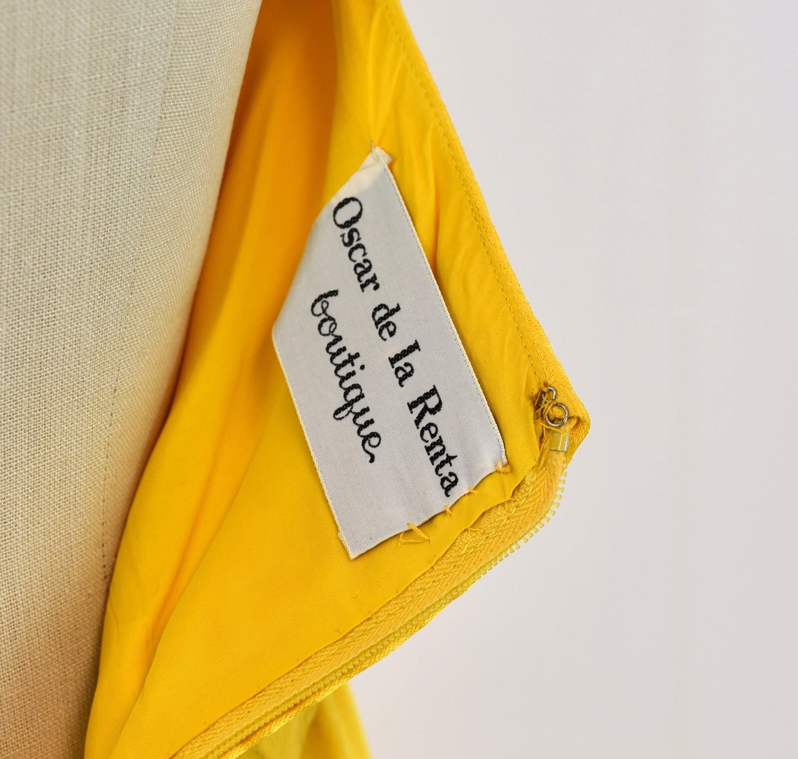 Vintage 1970s Oscar de la Renta Yellow Bow Rhinestone Belt Party Dress Gown