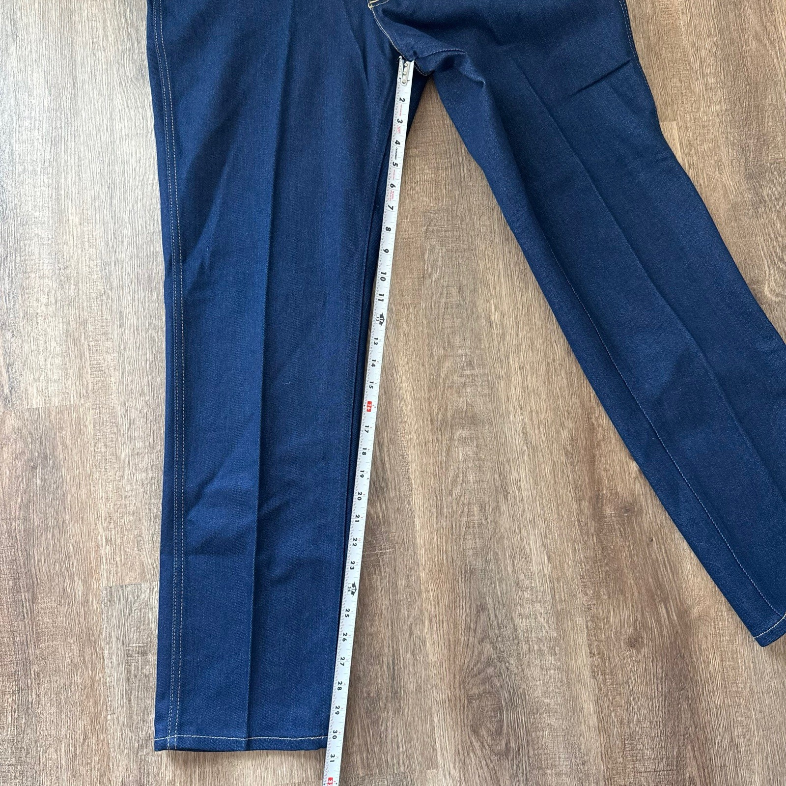Vtg 70s 80s Lee Riders Jeans Dark Wash High Rise Talon 42 Creased USA Made Sz 18