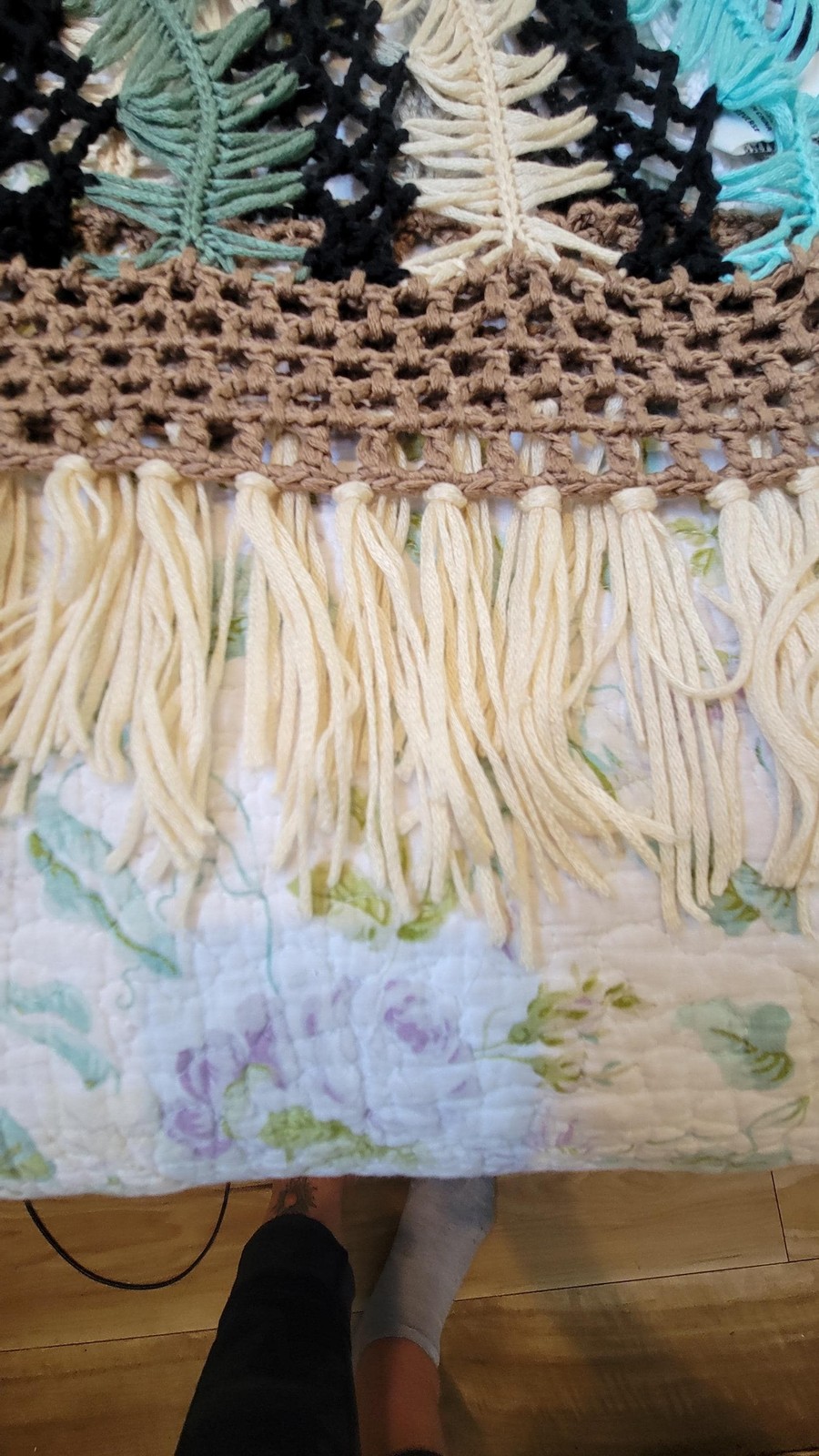 Vintage Sioni Crochet Multicolor Boho Fringe Top – Size L/XL
