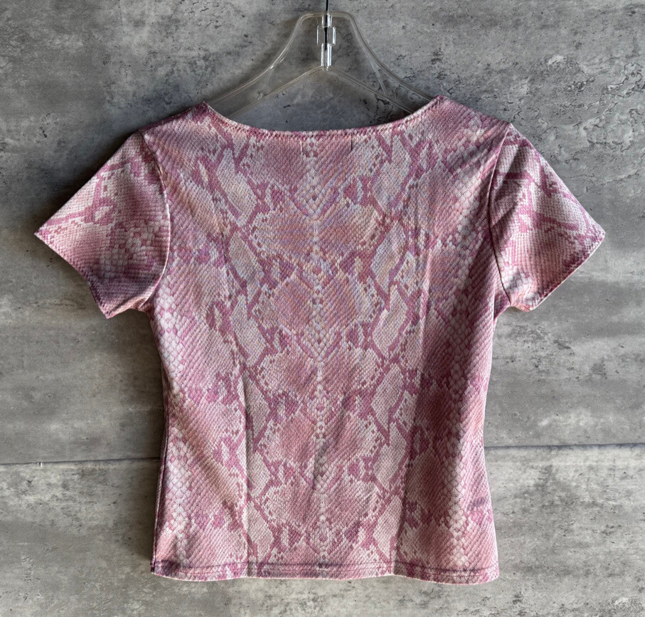 Vintage MK Collection Michel Klein Itokin Pink Snakeskin Glitter Top Sz 38 Japan