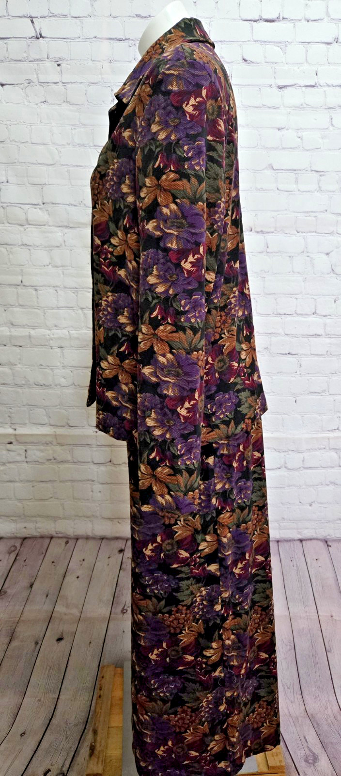 Briggs New York Vintage Maxi Skirt Suit Dark Floral Med Jacket 10 Skirt Career