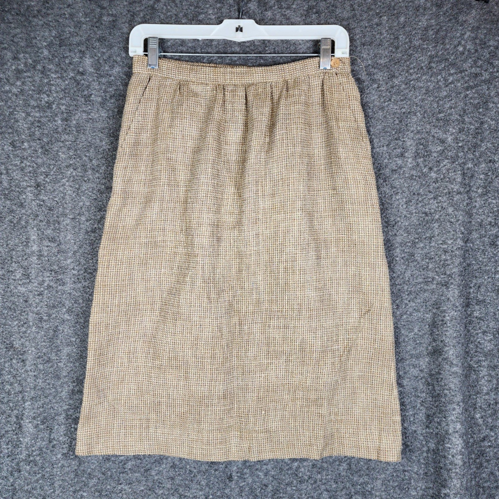 Haggar Classics Skirt Women 26 Brown 100% Pure Wool Tweed Midi Vintage