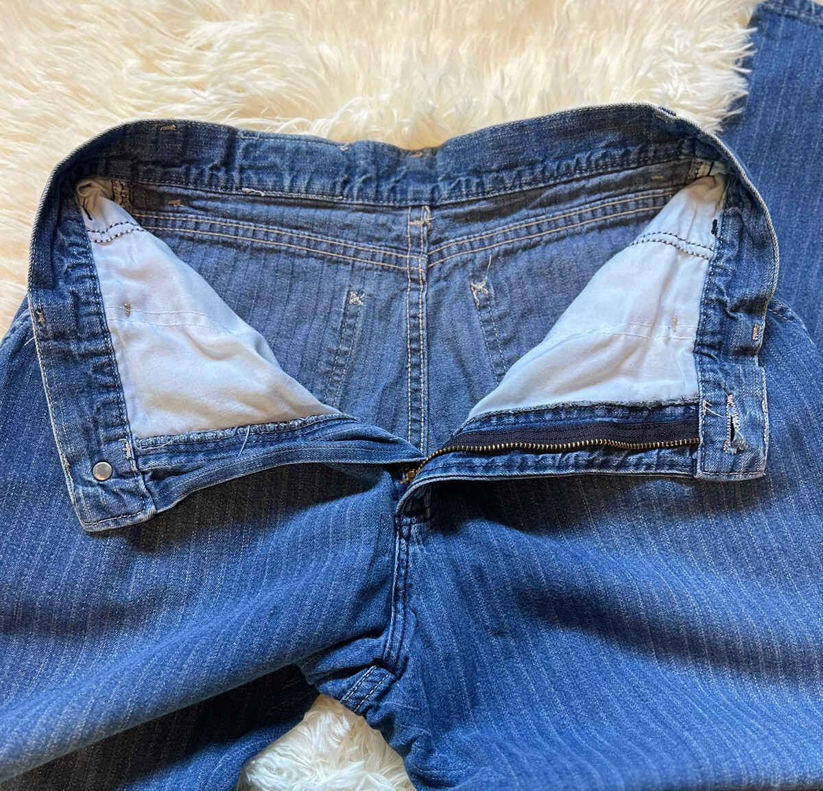 Vintage 70s Lee Jeans Tapered Pin Stripe Talon 42 Zipper