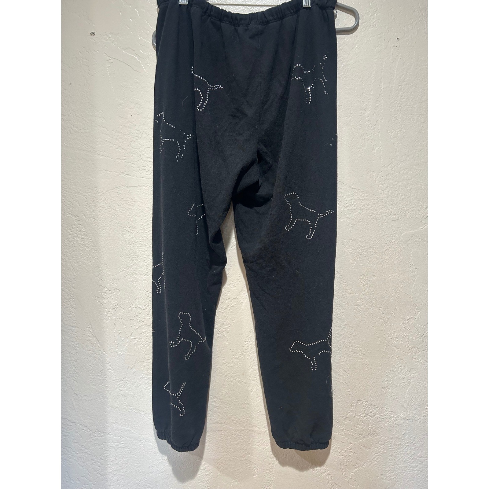 Victoria secret pink size large black joggers rhinestone dogs y2k