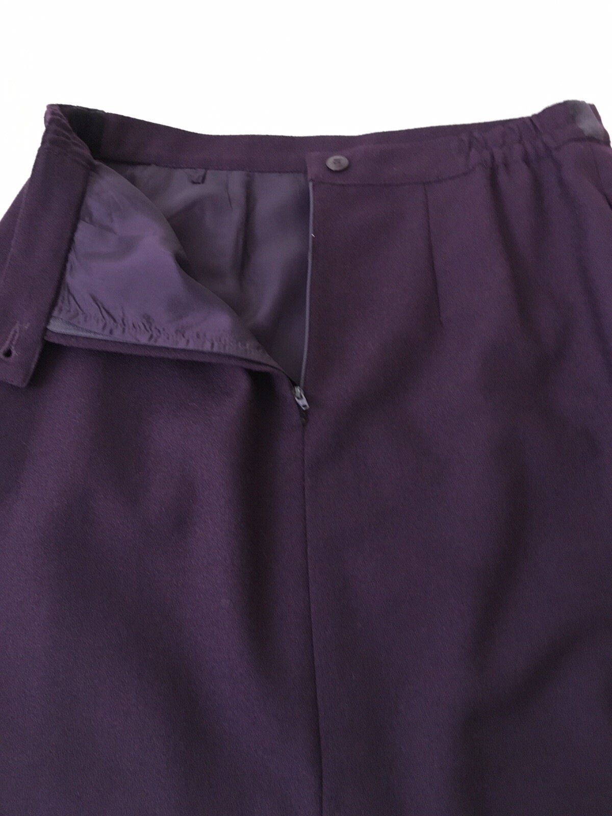 Vintage EMILY 100%Wool StretchWaist Pencil Skirt Jacket Velvet Collar Woman’s 12