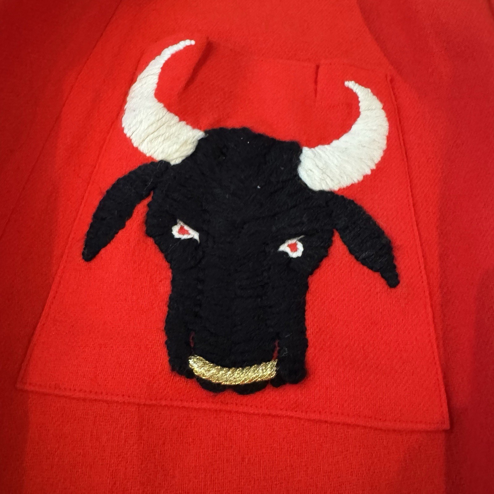Vintage Virginia Crabtree Red Wrap Skirt Matador Costume Black Fringe Bull FLAWS