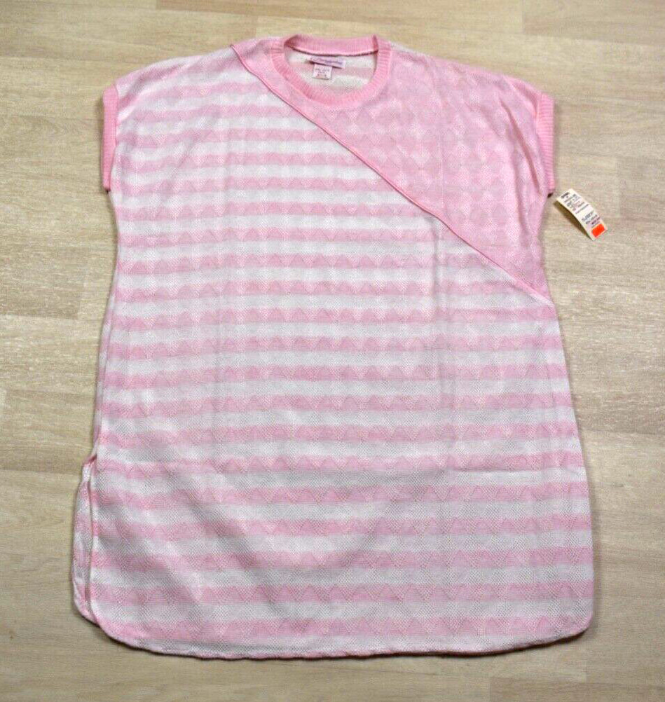 80s NWT Deadstock Brandywine Pink Stripe Polyester Knit Medium VTG