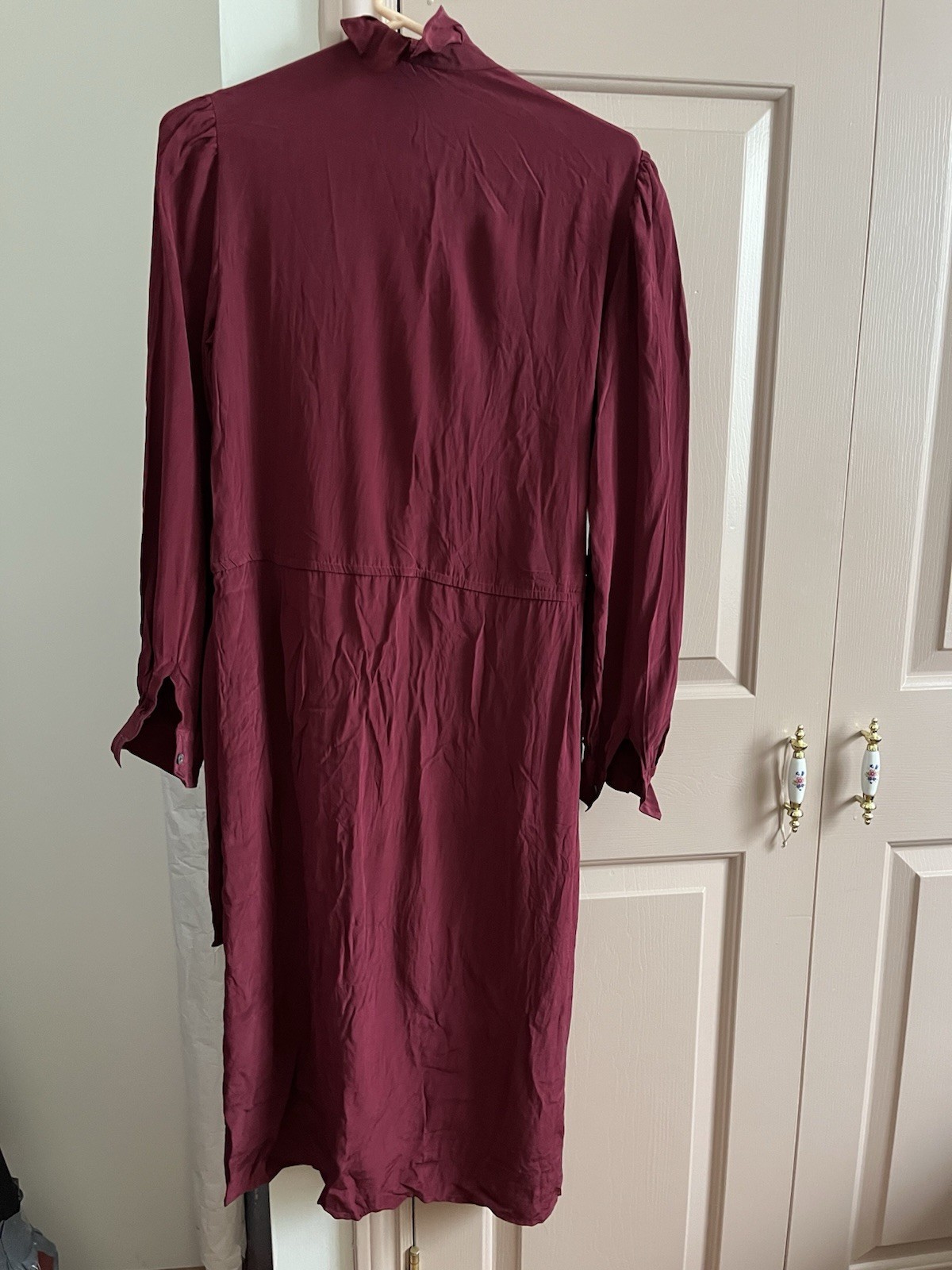 Vintage 80s Jack Mulqueen Saks Fifth 100% Silk Pleated Ruffle Dress Sz 6 Red