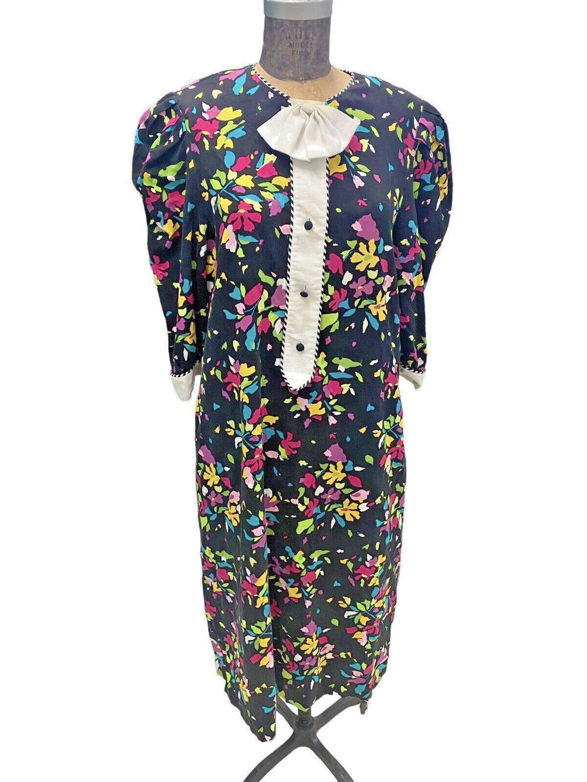 Vintage Georgette Trabolsi Floral Print Maxi Dress Large