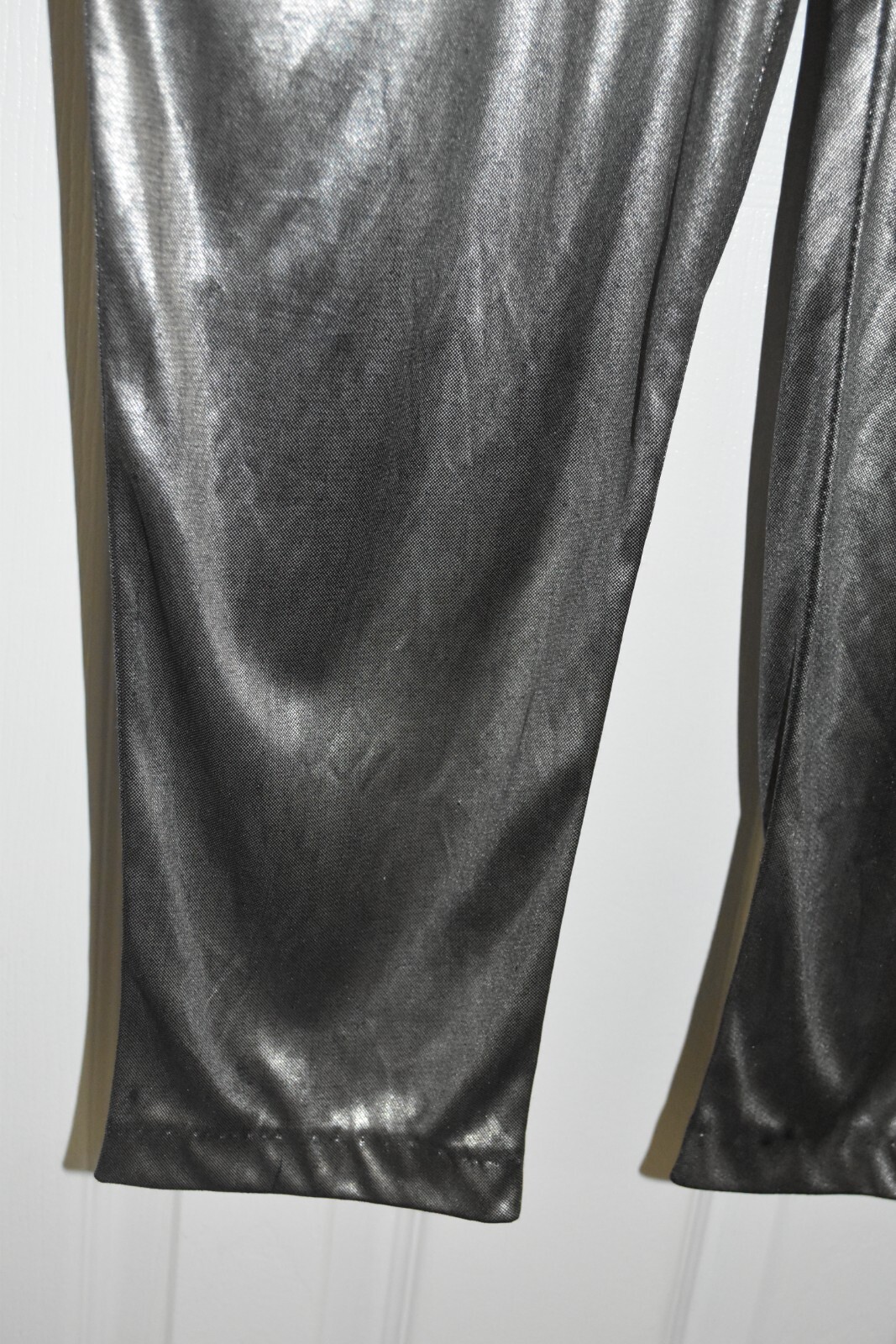 80s DISCO David Howard Silver Metallic Satin Jumpsuit One Piece Lounge petite 12