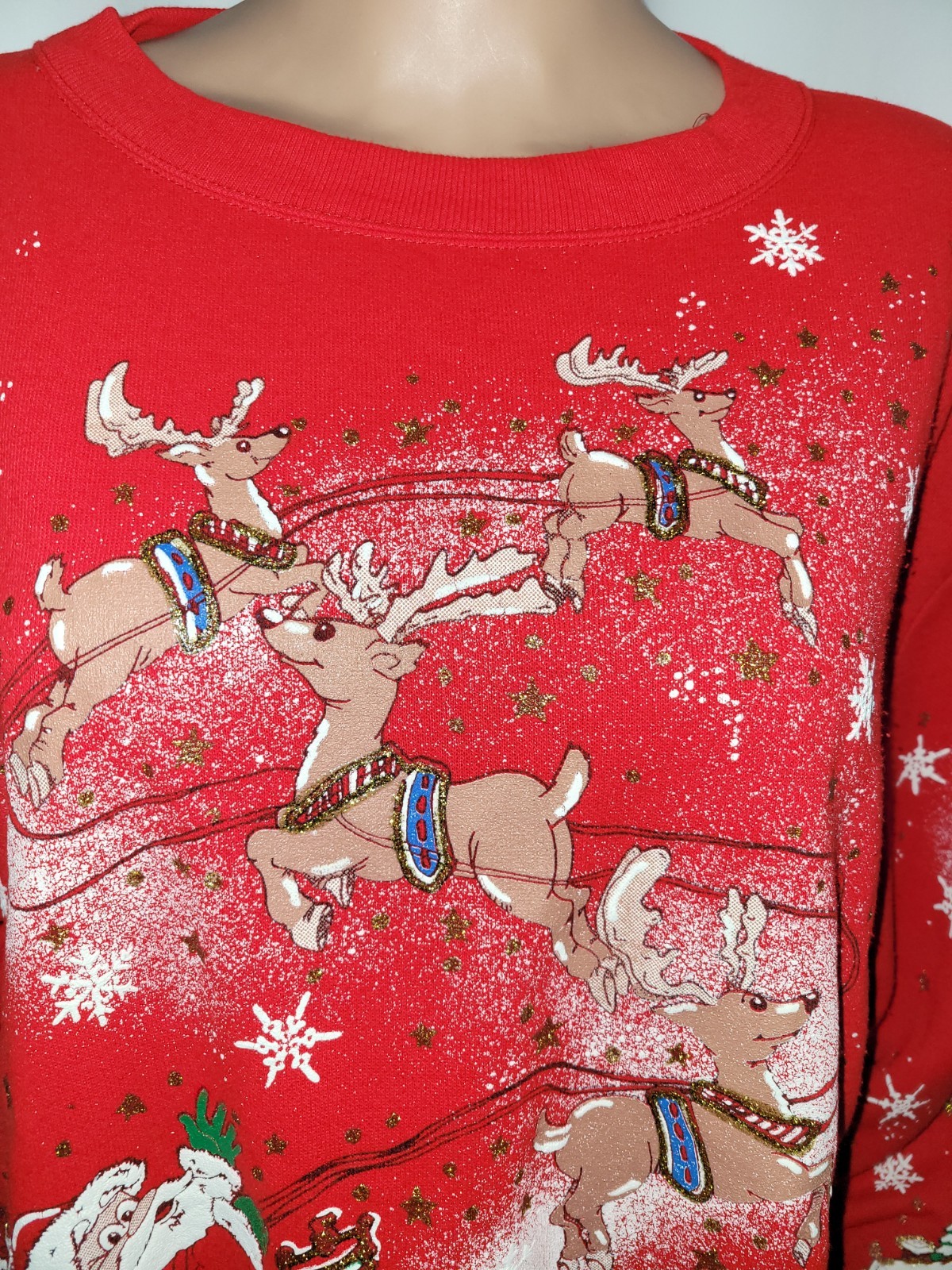 Vtg 1990s Holiday Time Christmas Santa Sweatshirt Size XL