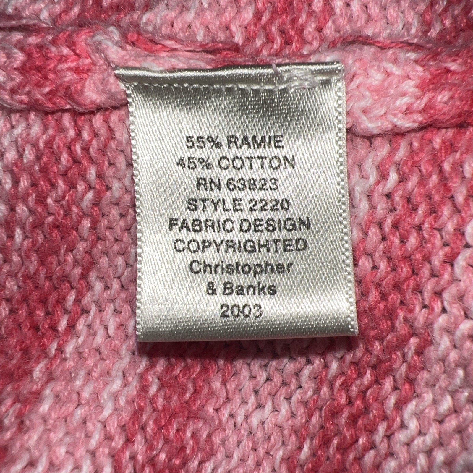 Vtg Christopher & Banks Pink Stripe Hand Stitched Sweater Watermelon Pocket Sz S