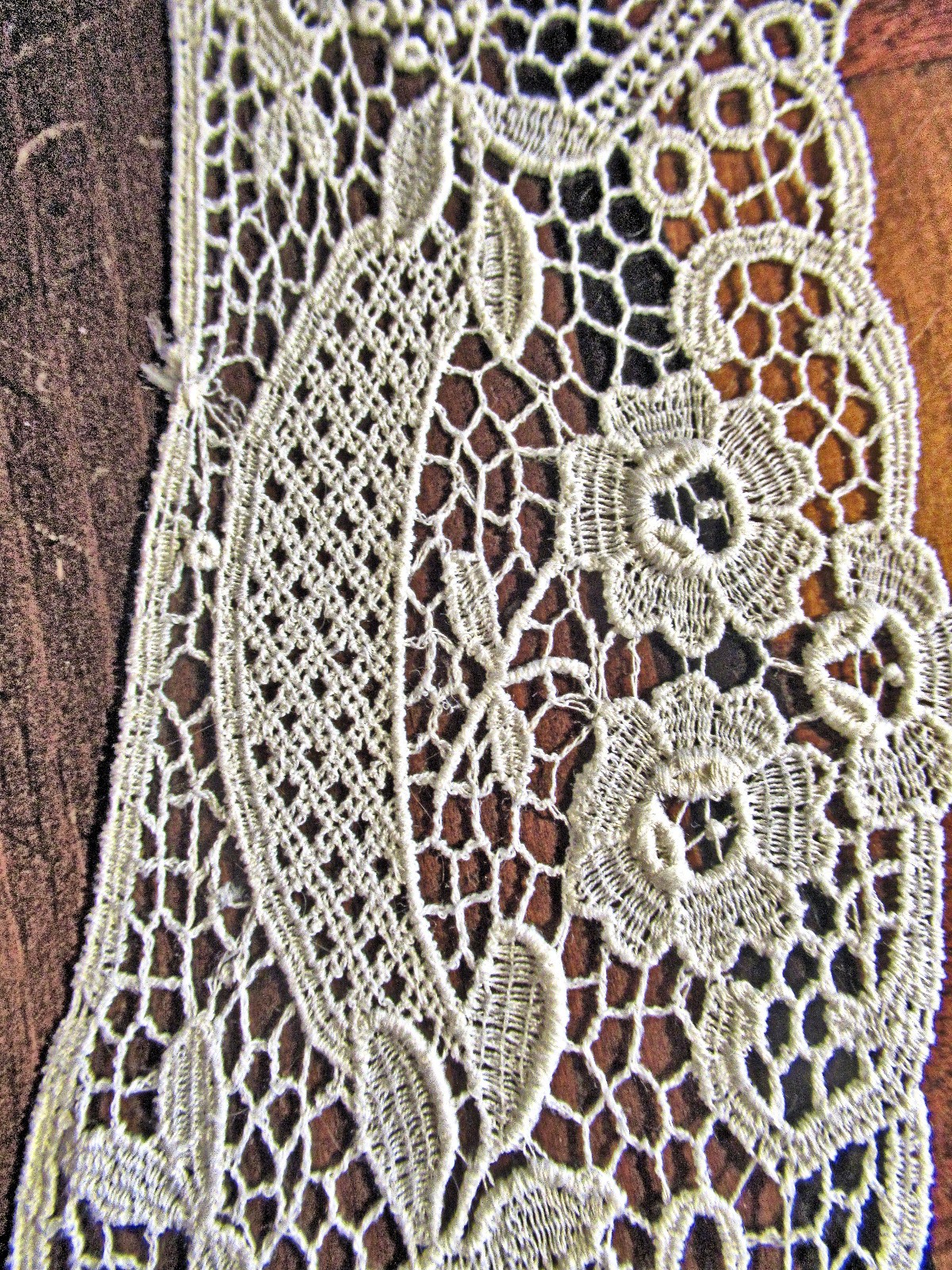Vtg Dress Insert Applique White Intricate Schiffli Lace Flowers Wedding DIY Sew