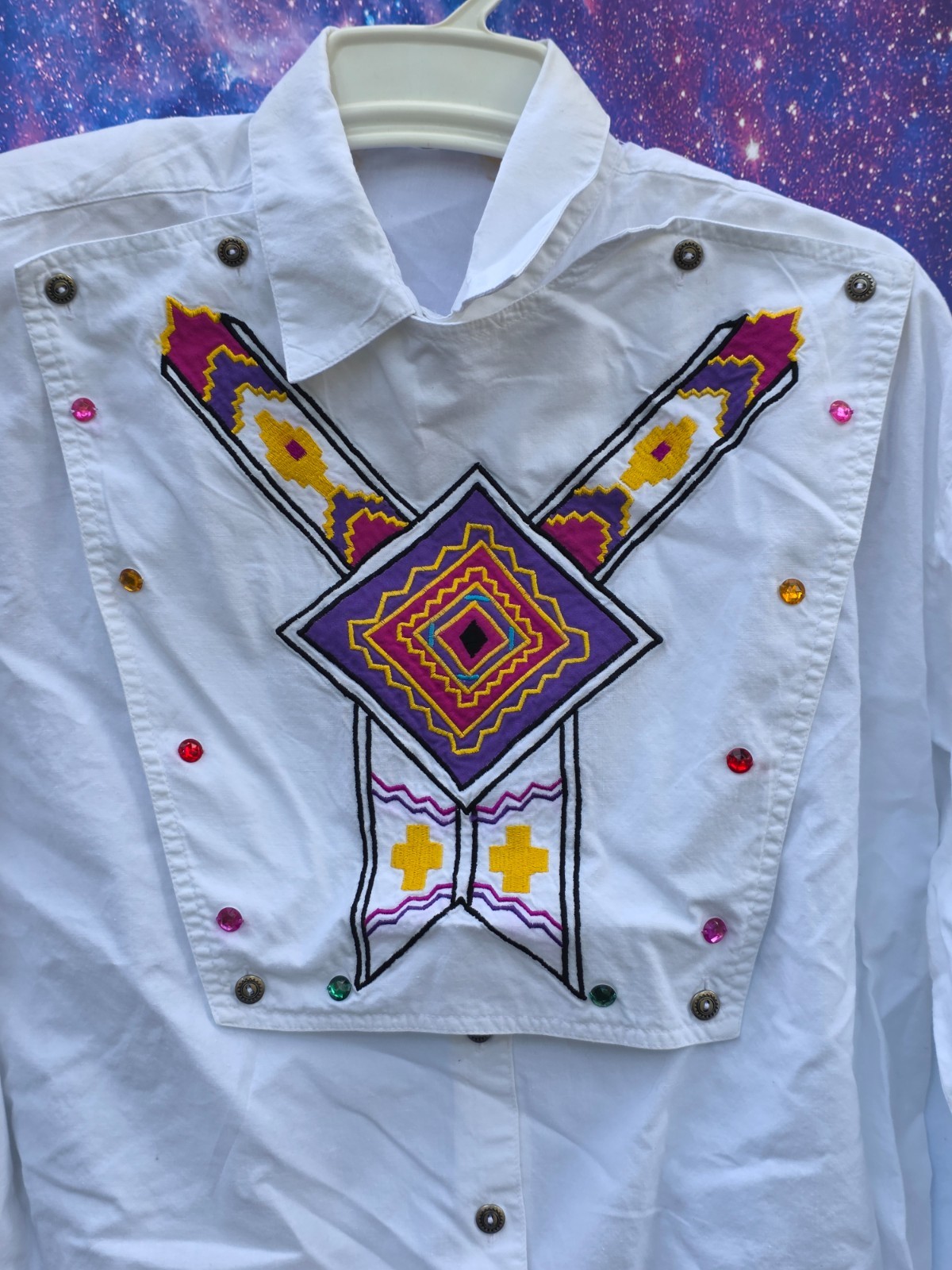 VINTAGE 1993 WESTERN SOUTHWEST CANYON SHIRT SIZE MEDIUM JEWELS WOMEN’S BLOUSE