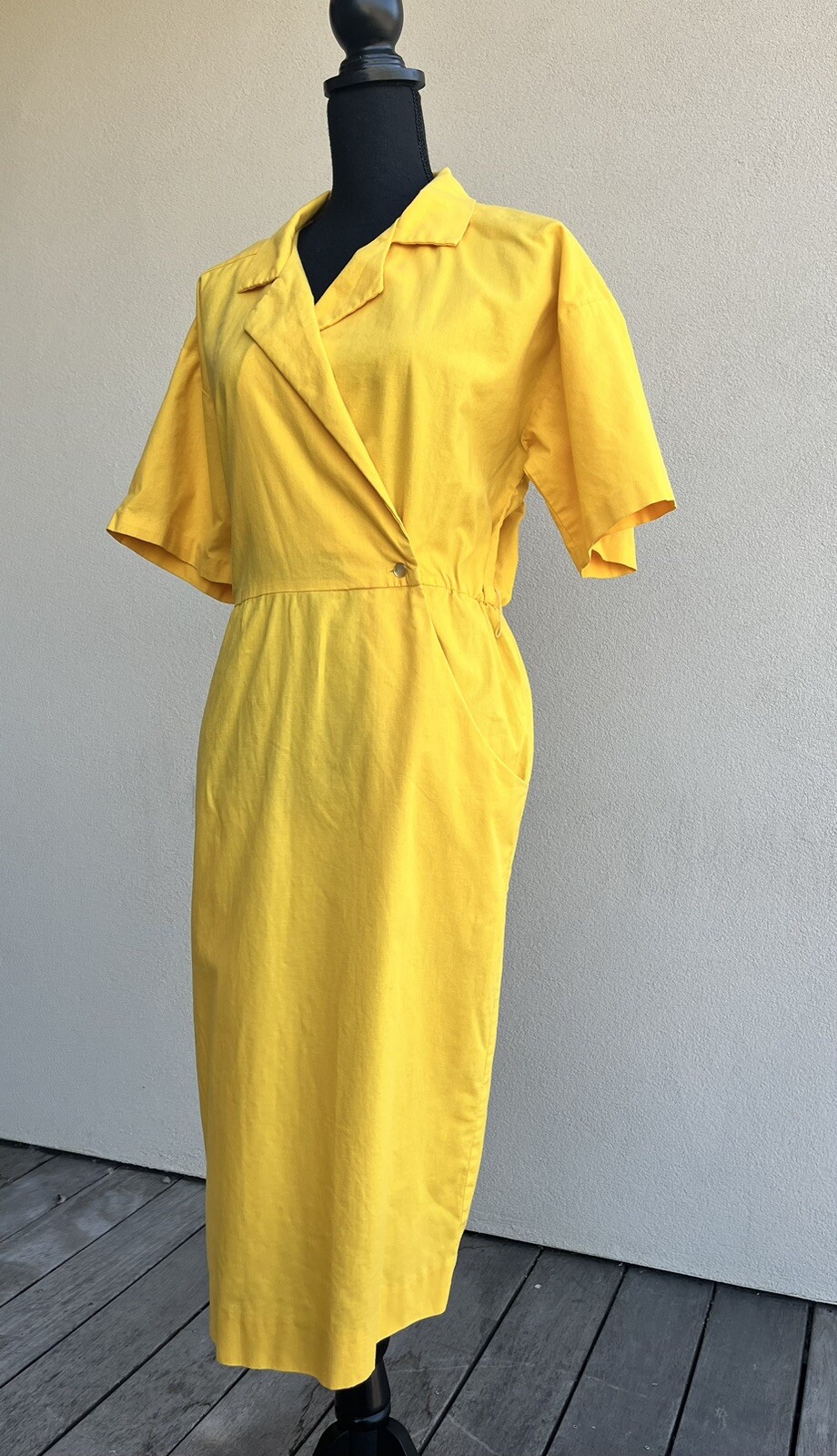 Vtg 70s Vicky Vaughn Cotton Mustard Midi Wrap Dress – ILGWU Union Made Size M/L
