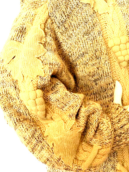 VTG 80s Bonnie Boerer Tan Sweater Emblements Oversize SZ 3X