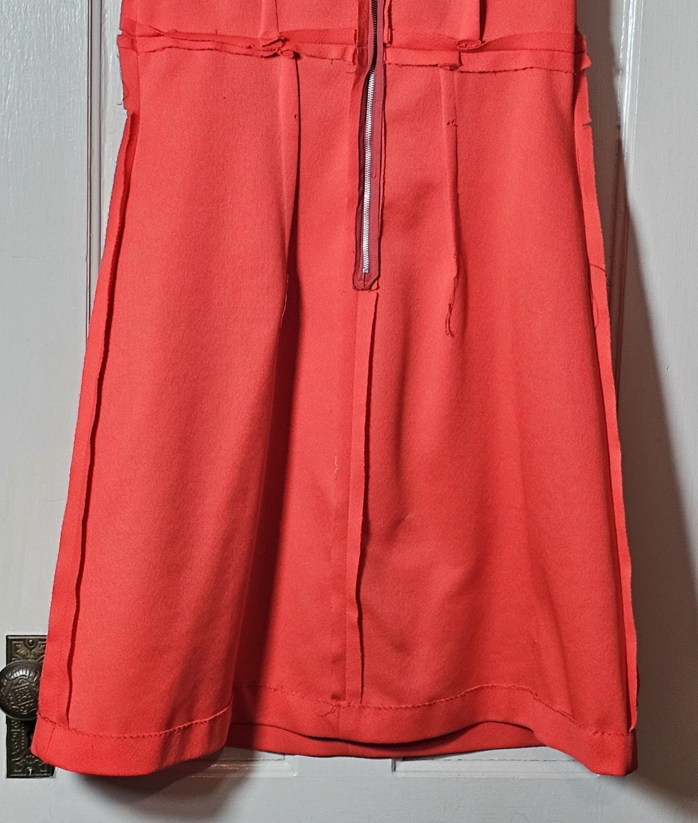 VTG 70’s Polyester Dress Size S/M 39″Chest Coral Orange Sleeveless Unionmade USA