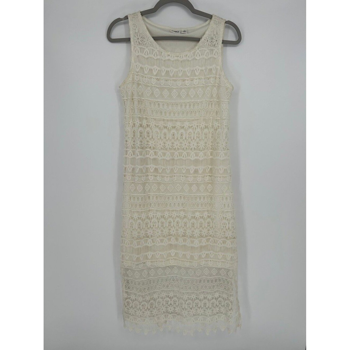 Cato Ivory Lace Crochet Midi Dress Sleeveless Boho Romantic Size 10 Gargen Party