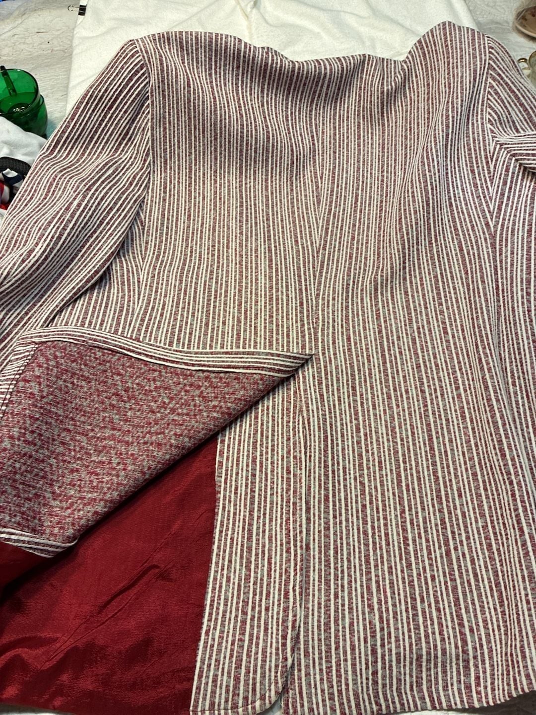 Vintage 1970s Striped Red and White Polyester Leisure Blazer