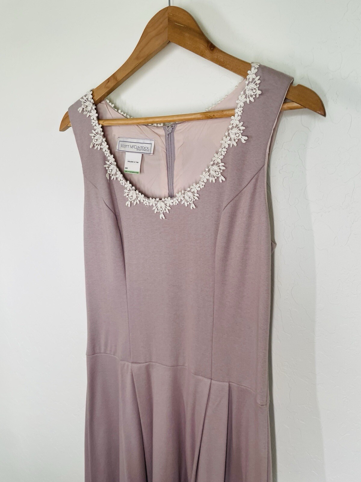 Vintage 80s Scott McClintock Dusty Mauve Cottage Midi Dress M Fit Flare Feminine