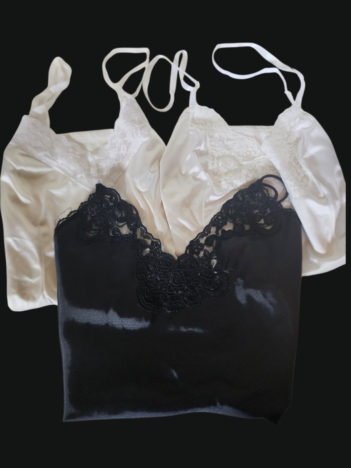 US Vintage Lot 3 Lace Camisoles 1 SEARS 1 JCPENNY 1 Unbranded 38″ Large EVC