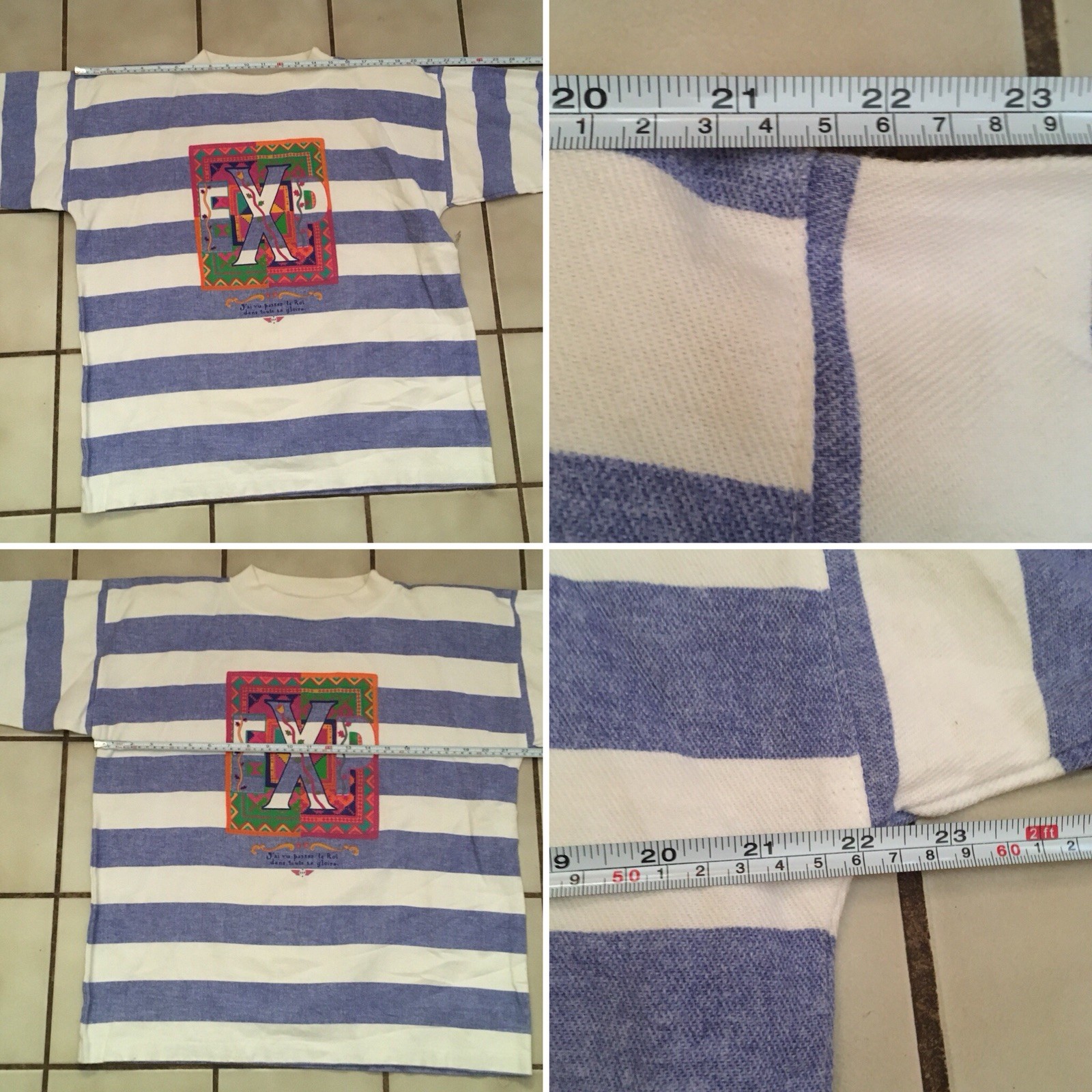 Vintage EXP Big Logo Striped Shirt 80s 1980s XS/0 Oversized Fit USA