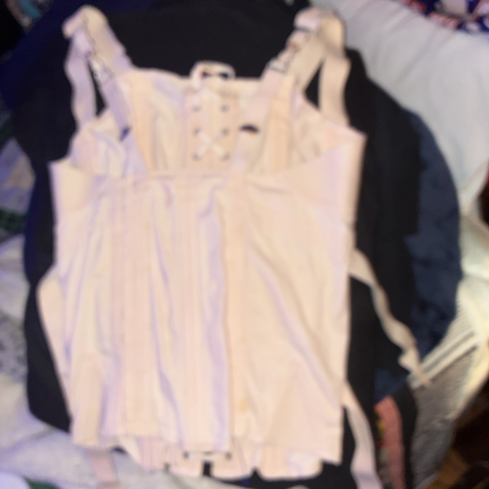 Antique Vintage Fan Lacing 1930’s CAMP Girdle Corset, Pink Peach