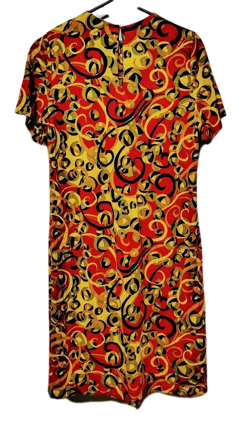 Vintage 1960s 1970s Handmade Psychedelic Mod Dress Groovy Swirl Print Women’s XL