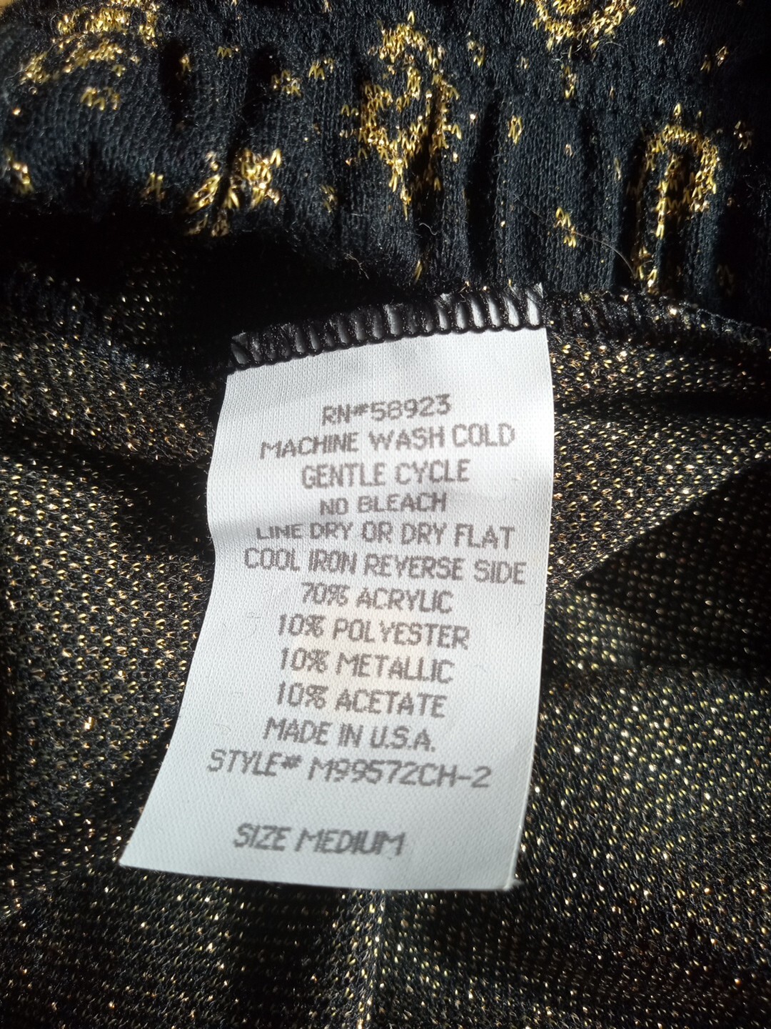 Areo Black and Gold Tunic and Pants Suit M Made In USA Y2K Top Halloween Hippy