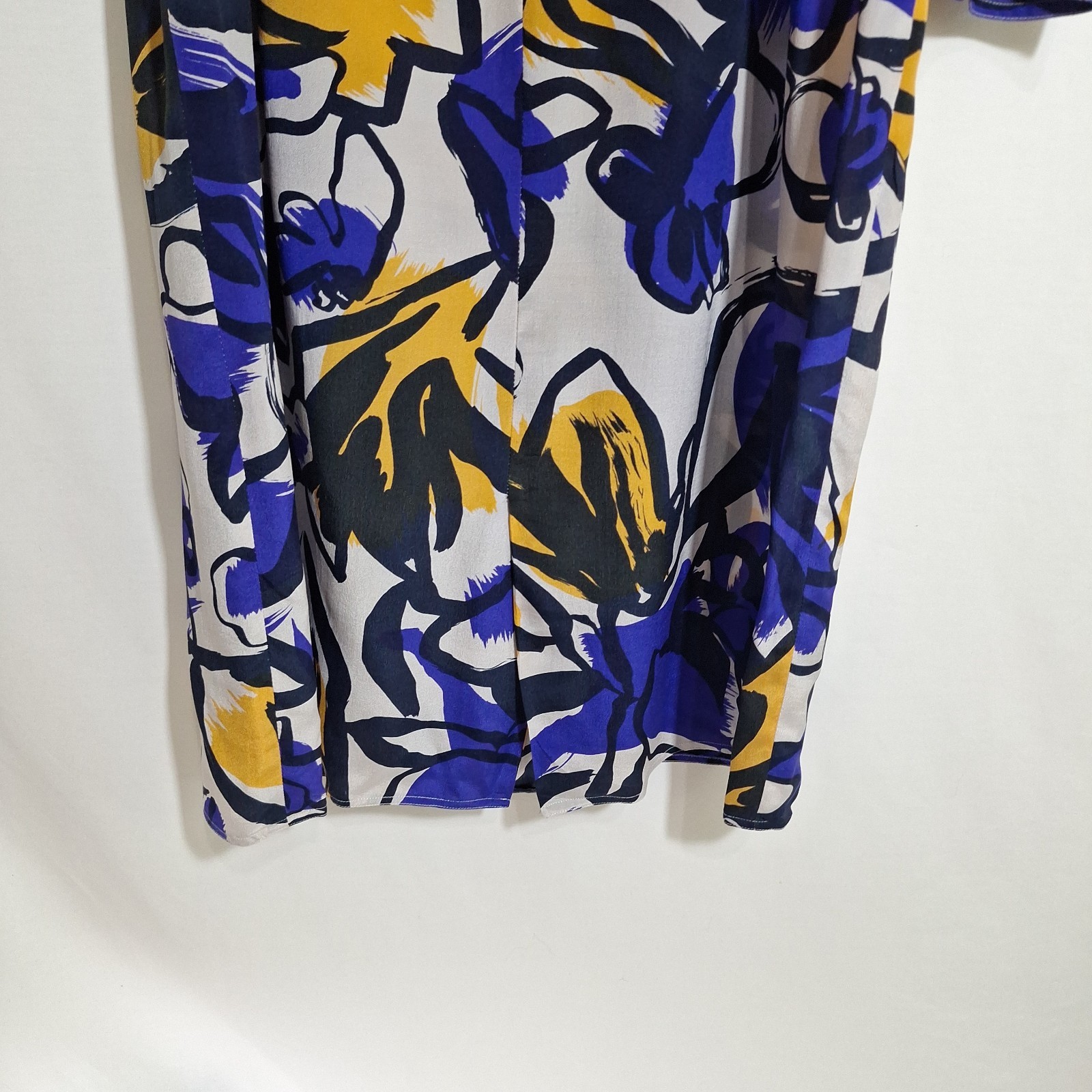 Vintage 80s Raul Blanco 100% Silk Abstract Midi Dress Drop Shoulder Bold L/XL