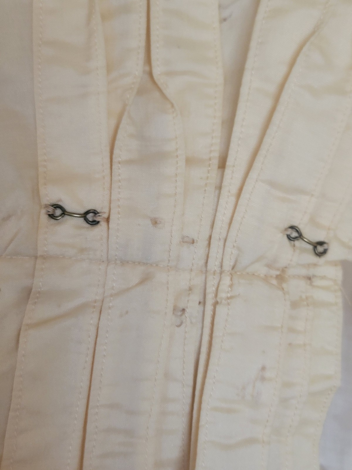 ANTIQUE EDWARDIAN BODICE TOP CREAM COLOR WITH LACE DETAILS AS IS COND XS