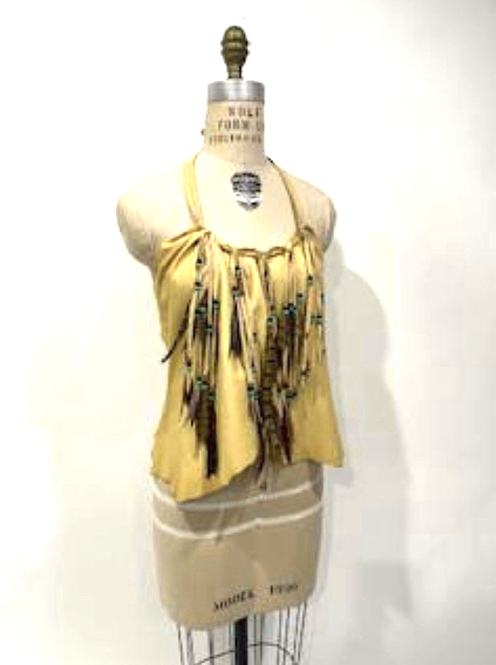 Artisan Handmade Leather Halter Feather Fringe Biker Hippie Motorcycle RocknRoll