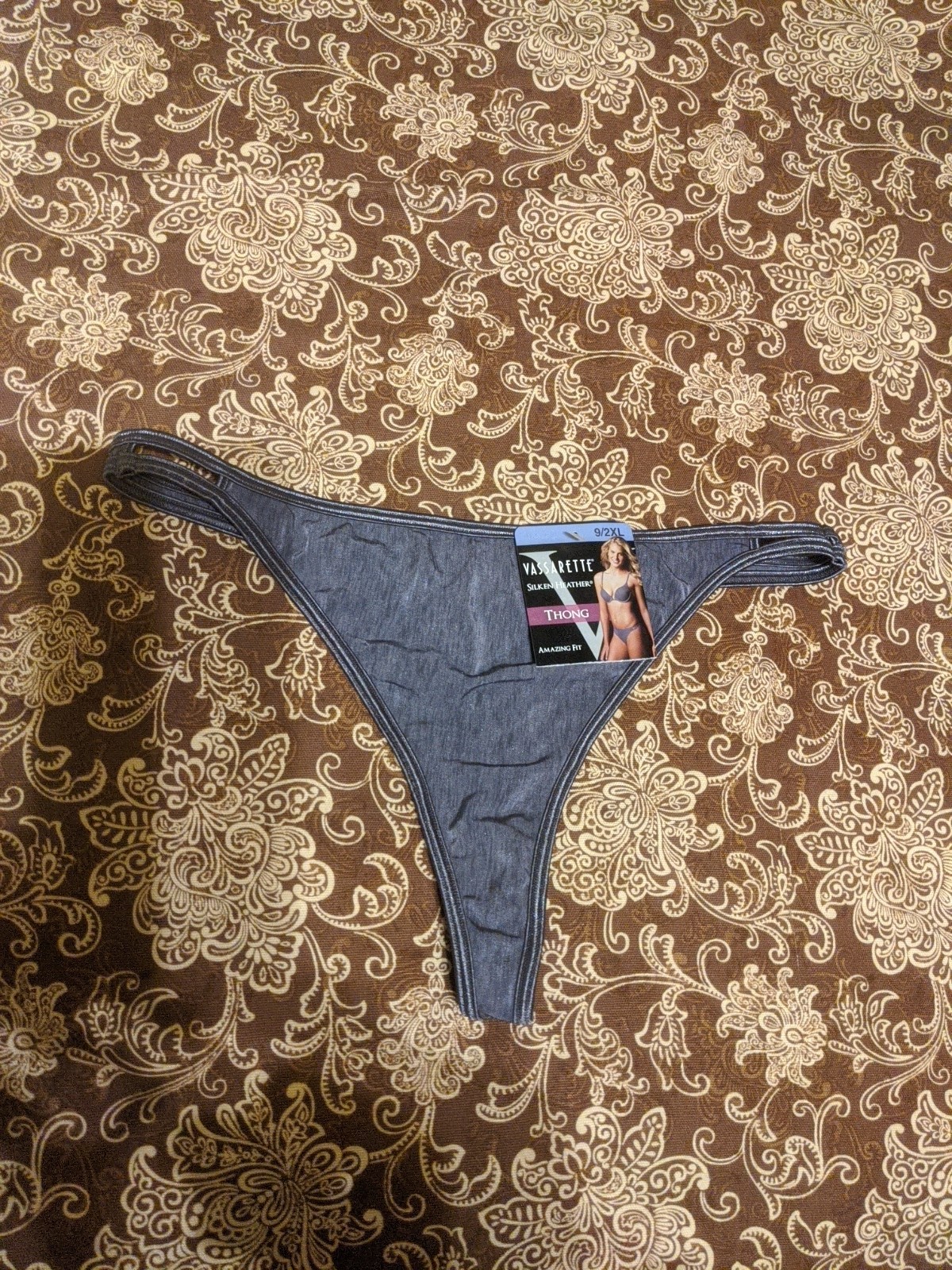 Vintage Vassarette Satin Second Skin Thong Panties Size 9/2XL
