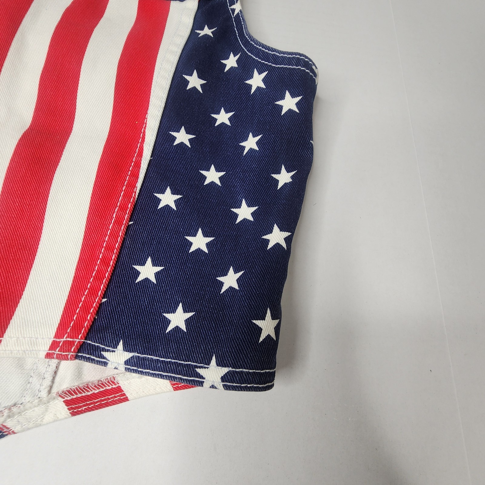 Vintage Parkers Jeans American Flag Vest Womens Large Denim Made in USA Button