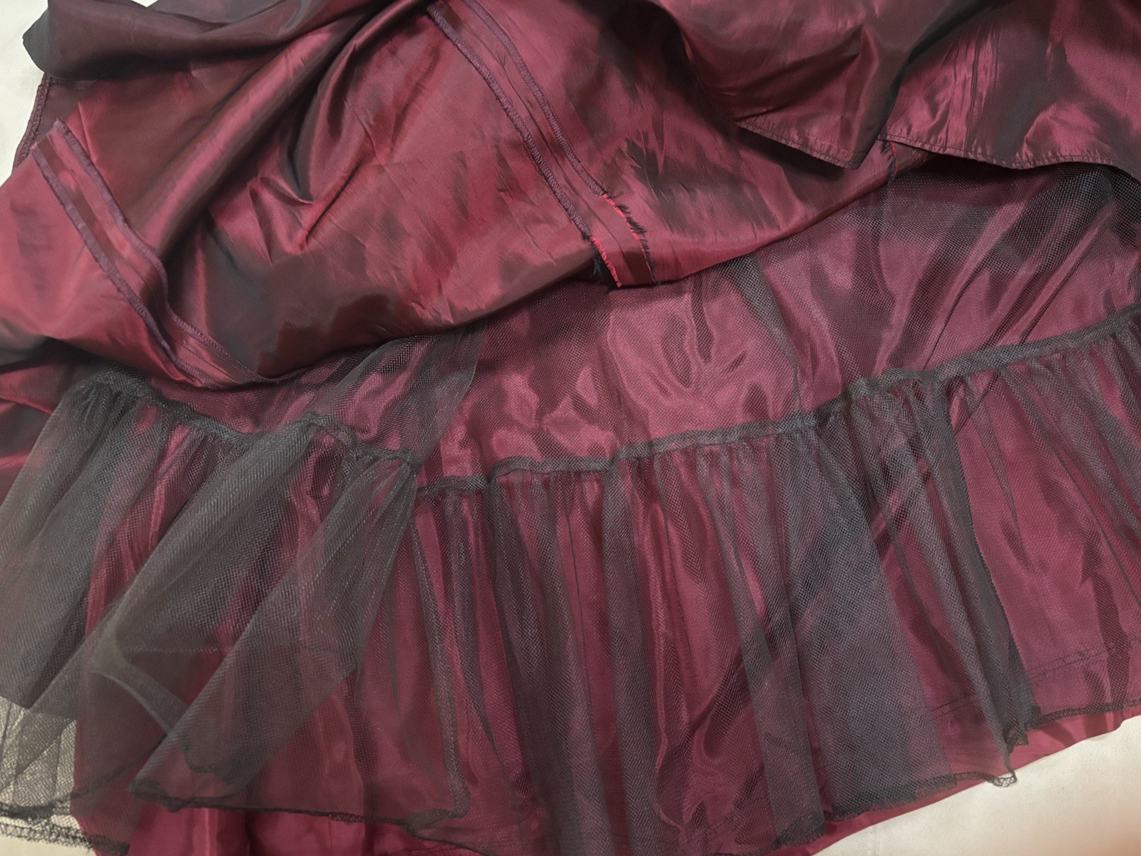 Vtg Victor Costa Boutique Strapless Burgundy Taffeta Red Ball Gown Size 6/M