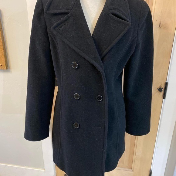 VTG 90s Mark Richard’s Wool Cashmere Taylored Black Peacoat Minimalist Goth M