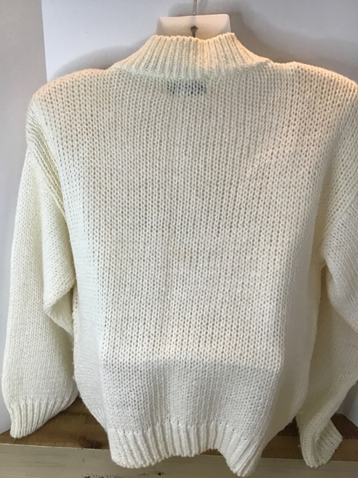 Vintage JJ Fargo Women’s Sweater Ivory Floral Knitted By Hand Granny Core Size M