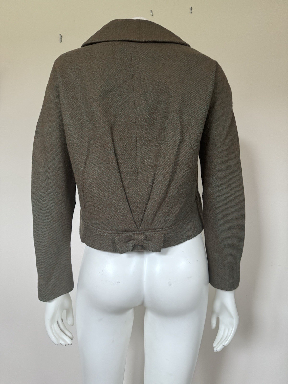 VTG 40s/50s Women’s Hyde Park Drum Tweed Jacket Back Bow Mid Century Retro Chic