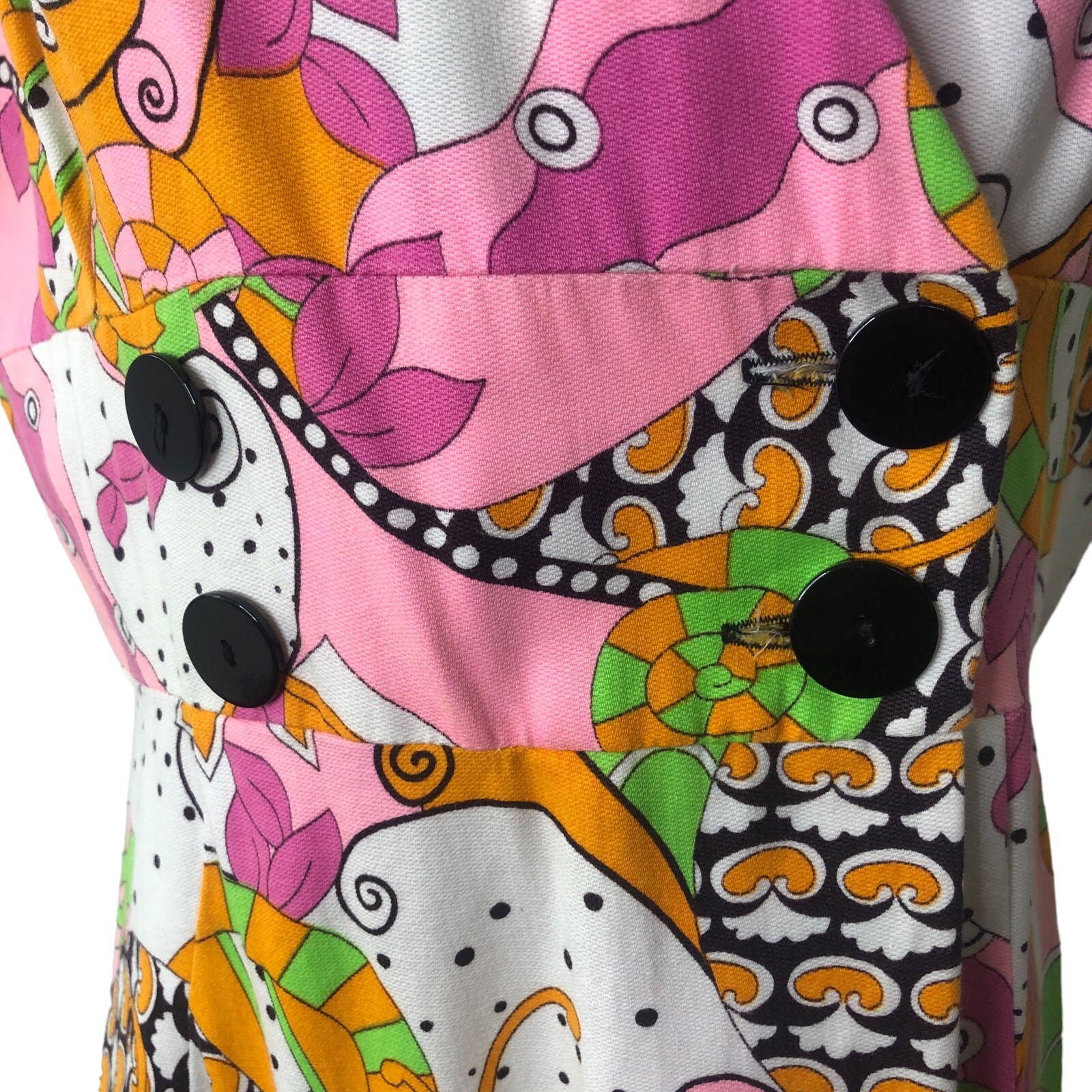 Evelyn Pearson Womens Vintage 60s Wrap Lounge Dress Medium Pink Green Mod Maxi