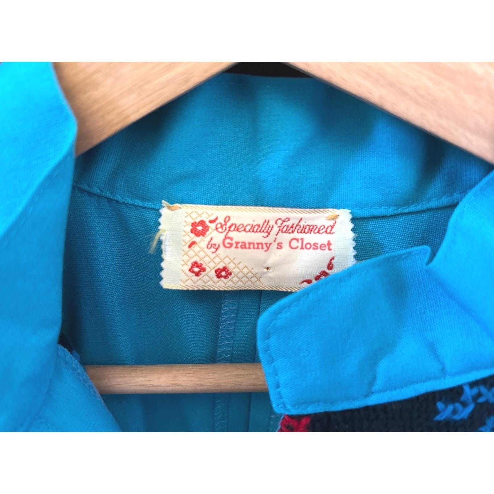 Vintage Granny’s Closet Jacket Embroidered Folk Art Boho Fringe Turquoise Blue