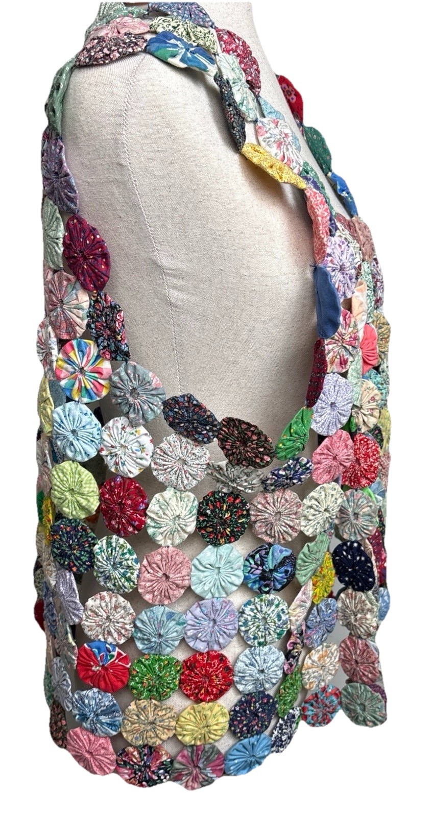 Vintage Handmade Yoyo Penny Quilt Vest One Size Cottagecore