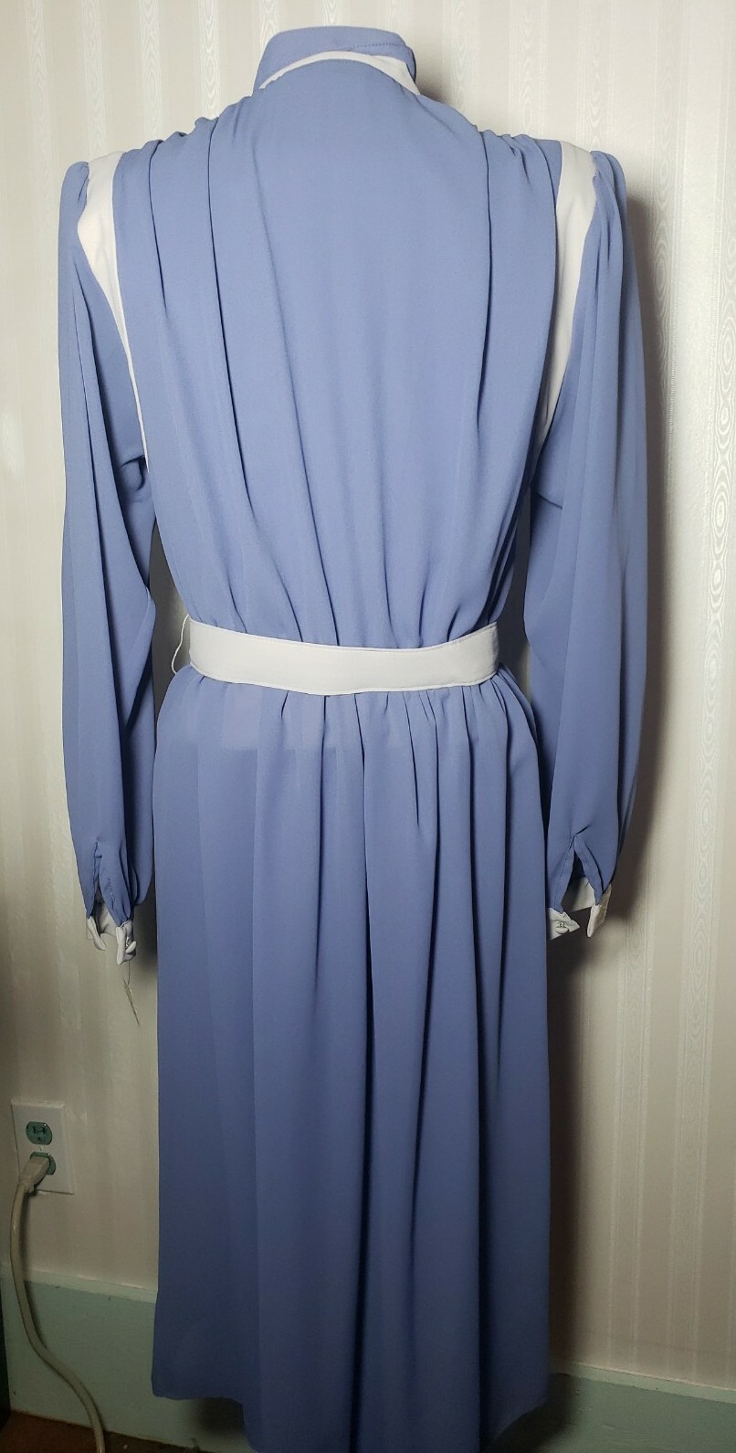 Vintage 80s L Rothschild Womens Sz 6 Periwinkle Secretary Dress Belted L/S NWT
